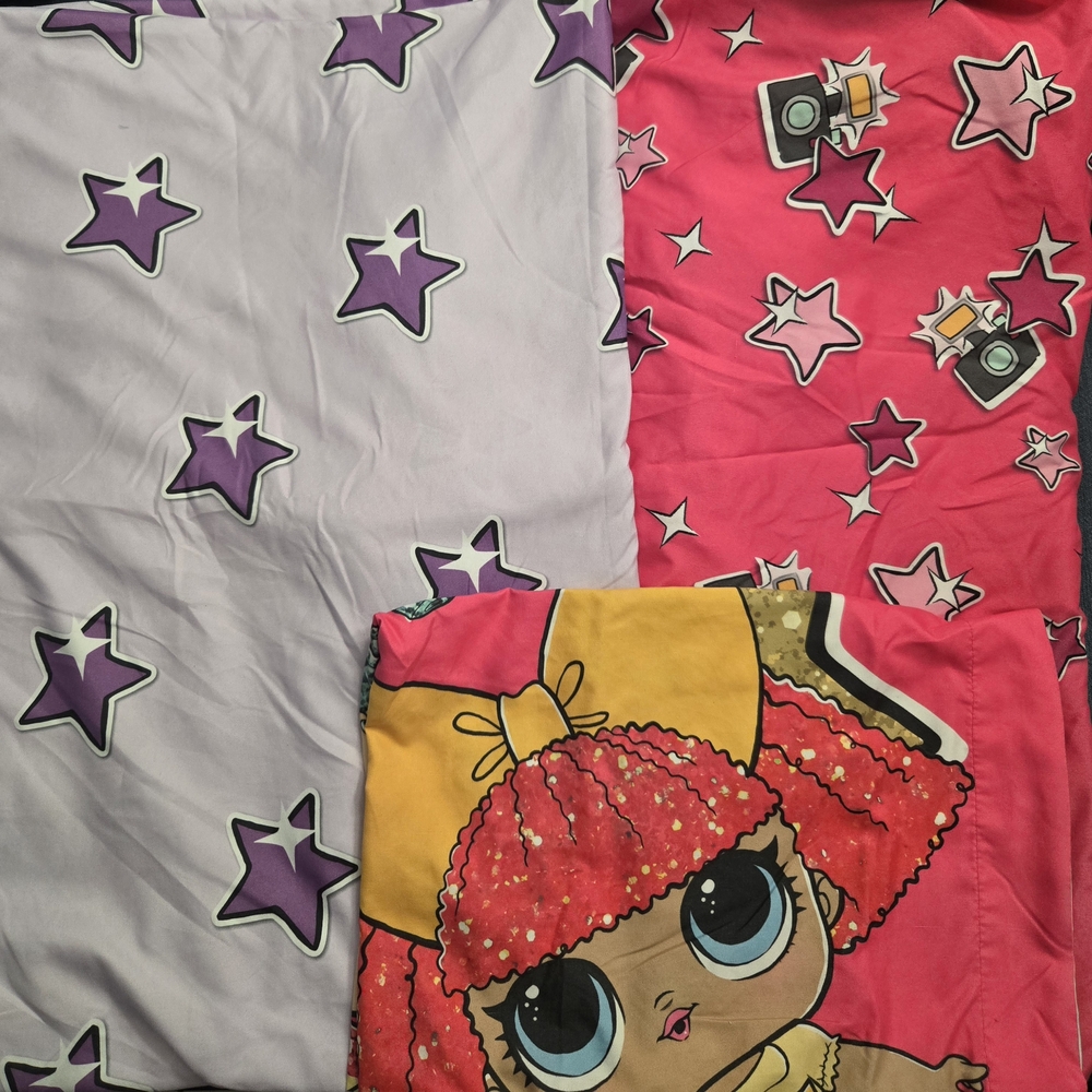 Adorable Kids TWIN Sheet Set with Purple Stars and Pink Highlights